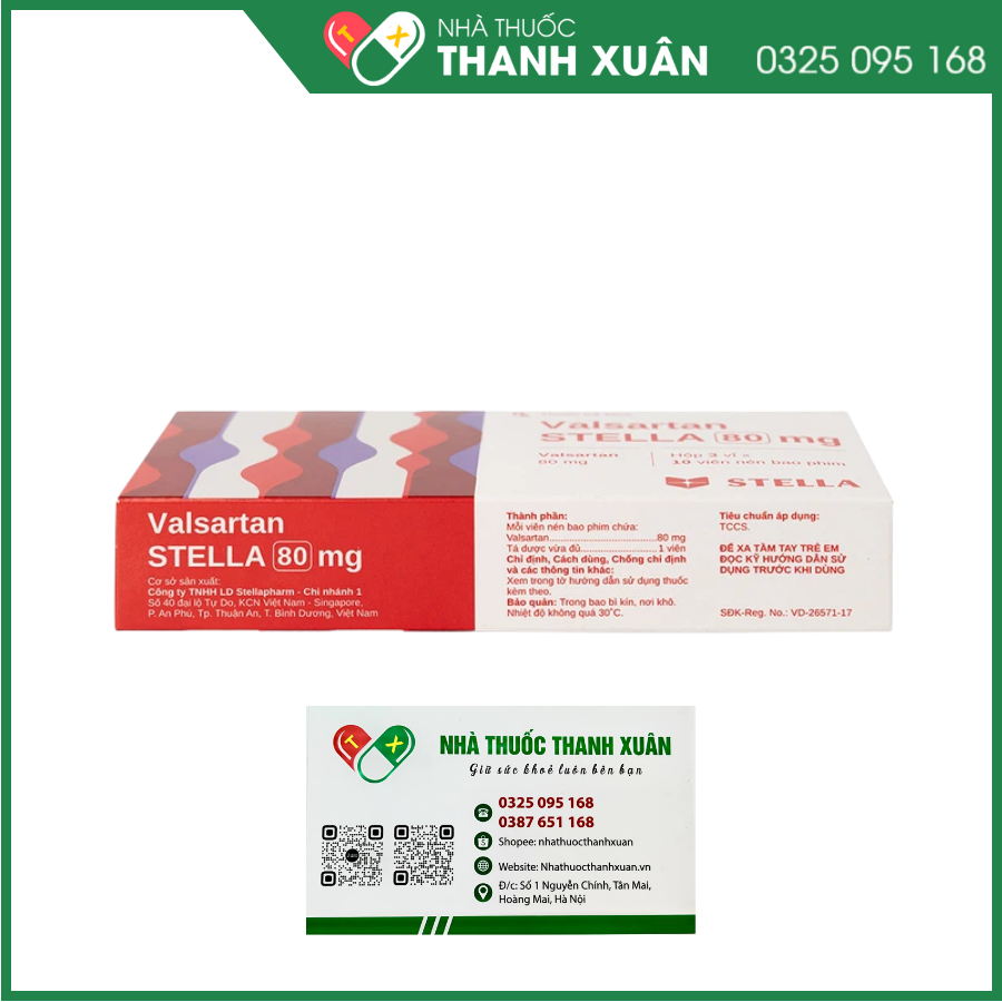 Valsartan Stella 80 mg điều trị tăng huyết áp, suy tim